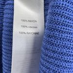 Chico's  Blue V Neck Cold Shoulder Bows Short Sleeve Sweater Photo 4