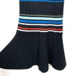 Parker New York Bruna Knit Dress Black Stripe Bodycon Crewneck Flare Hem XS Photo 15