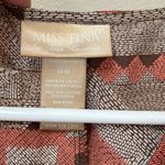 Miss Tina Women’s Coral Brown Geometric Ruffle Short Sleeve Boho Zipper Dress S Photo 5