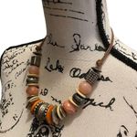 Beaded Necklace Chunky BOHO Leather Cord Orange Pink Gold Bougie Fashion Jewelry Photo 1