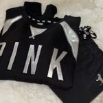 Victoria's Secret Victoria’s Secret black and Silver shiny Foil Sweatshirt & Pants outfit Set Photo 1