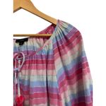 J.Crew Women's Peasant top metallic pastel stripe XL Long Sleeve tassel #AM634 Photo 4