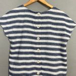 Madewell Striped Play Button Back Dress Small Shift Mini Blue White Casual Beach Photo 7