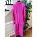 Hot Pink Pleated Lounge Set Button Top Wide Leg Pants 2 Photo 11