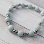 Vintage Stretch Bracelet Pastel Green Tone Photo 4