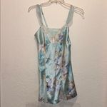 Vintage Lace Slip Dress Pastel Blue Floral Print Photo 1