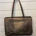 Vintage Leather Franklin Covey embossed Crocodile Handbag Laptop bag Gold Photo 0