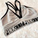 PINK - Victoria's Secret VS PINK Strappy Sporty Bra Wireless Bralette Gray & Black Logo Band Size Small Photo 3