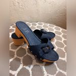 Impo  Denim Blue Buckle Sandals memory foam wooden platform Y2K denim gold buckle Photo 8
