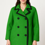 American Vintage 1960s Joseph Heim Agnes Whitmore Green Boucle Mod Wool Coat black trim Medium Photo 0