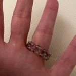 Handmade  colorful Swarovski crystal oval pink ring, size 6 made in France boho Photo 1