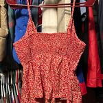 Flower Red Blouse Size M Photo 2