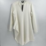 Marie Saint Pierre Ashes Dress Size 4 Asymmetrical Fine Scuba Mini Dress Pockets White Photo 2
