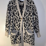 UGG  Judith Sweater-Knit Leopard Print Hooded Cardigan in Black and White Photo 0