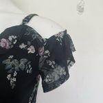 Vintage floral ruffle rose Victorian blouse top XSMALL short cap sleeves Black Size XS Photo 3