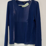 Eileen Fisher  NWT Viscose‎ Jersey Navy Blue Jewel Neck Long Sleeve Tee PM Photo 0