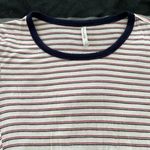 Active USA striped white blue borders athletic athleisure casual top, size S Photo 4