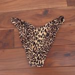 ASOS DESIGN Leopard Print Rib V Front High Leg Bikini Bottoms Size UK 12 US 8 Brown Photo 3