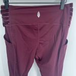 Free People Movement Velvet Trimmed Leggings Burgundy Pockets Athleisure Women L Photo 5