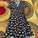 J.Crew Navy Blue Leopard Cat Animal Print Short Sleeve Wrap Dress Women’s 4 Photo 0