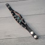 Chunky Statement Bracelet Western Theme Black, Silver Tone, Blue Photo 6