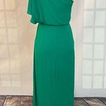 BCBGMAXAZRIA Kendal One Shoulder Ruffle Side Slit Evening Gown Green Size 0 Photo 6