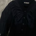 ZARA Navy Blue Contrast Vest Cardigan Jacket Size XS Photo 2