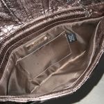 Kate Landry Shiny Platinum Pleated Clutch Chain Crossbody or Shoulder 10X6 Photo 5