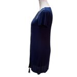Lulu's Navy Blue with White Embroidered Design Tassel Tie Front Dress Size XS Photo 3