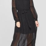 Who What Wear Dark Fairy Whimsigoth Dotted Sheer Belted Midi Dress XS Black Academia Retro Photo 0