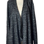 Eileen Fisher  Sweater Women 1X Black Gray Textured Knit Open Front Cardigan Photo 0