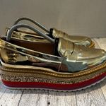 ALDO Gold Metallic Pointed Platform Loafers Size 6M Shiny Glitter Photo 0