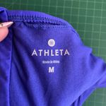 Athleta  Women M Blue Shirrendipity Halter Bikini Top V Neck Swimwear No Pads Photo 5