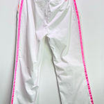 Escada Sport White Cotton Trousers Pink Satin Side Stripe Country Club Size 44 Photo 0