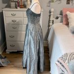 Nina Canacci Maxi Dress Spaghetti Strap Gray Beaded Womens Small Ballroom Photo 2