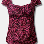 Torrid  Swim Wireless Ruched Cap Sleeve Tankini Top‎ Pink Animal Print Size 4X Photo 0