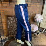 Nike  BLUE AND PINK PARTIAL ZIPPER LEG DRAWSTRING WAIST TRACK PANTS (M) Photo 2
