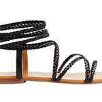 J.Crew NWOT Women’s  Braided Ankle Wrap Sandals Black Size 8.5 Photo 1