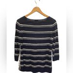 Talbots Linen Striped Sweater Navy and White Size MP Photo 1