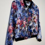 Allegra K  Women Stand Collar Zip Up Floral Print Bomber Jacket size M Photo 2