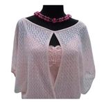 Cache Pink Knit Peek A Boo Faux Wrap Top New Metallic Kissed Plunging V NWT $118 Photo 0