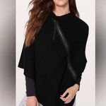 Lululemon DISTRESSED On the Go Poncho Sweater Wrap One Size Black Merino Wool Photo 0