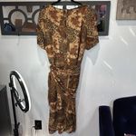 Studio‎ C Plus Size Dress 22W Brown Beige Animal Paisley Print Short Sleeve Photo 4