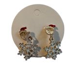 Christmas Santa Snowflakes Mittten Pearl Earrings Set Festive Holiday Jewelry Red Photo 2