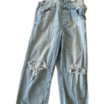 We The Free  Women Distressed Light Wash ziggy Denim Overalls Medium Photo 0