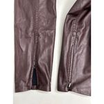 Free People  Pants Womens Sz 2 Brown Vegan Leather Skinny Zip Ankle Moto Photo 5