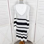 Belldini Crochet Pointelle Striped Duster Cardigan Sweater White Black Medium Photo 3
