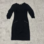 XCVI  Wearables Dress Womens XS Black Ruched Stretchy 3/4 Sleeve Photo 1