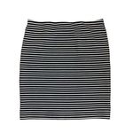 Loft A Line Mini Skirt Stretch Waist Black White Striped Women's Size M Photo 4