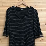 Misook Size Medium V Neck Striped Knit Knee Length Cocktail Dress LBD Photo 1